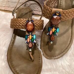 Nicole Thong Embellished Sandals 9M